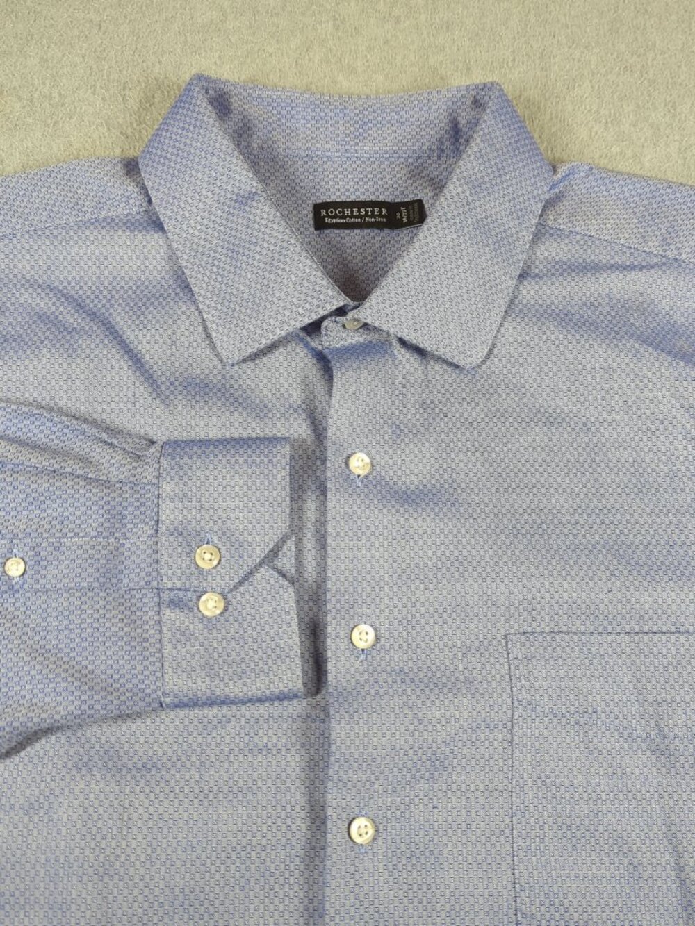 Rochester Dress Shirt Men's 20 36/37T Purple Geometric Long Sleeve Button Up
